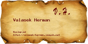 Valasek Herman névjegykártya
